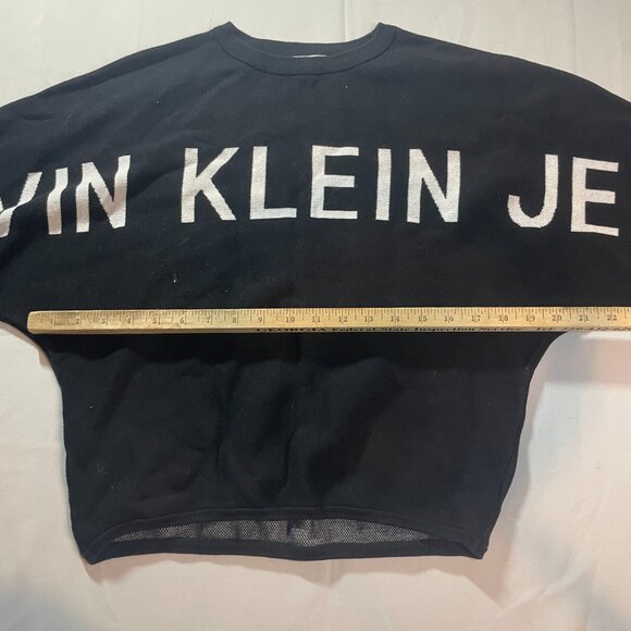 Calvin Klein‎ Jeans Sweatshirt Womens Size XS Black Crew Neck Dolman Sleeve Crop - Picture 5 of 6